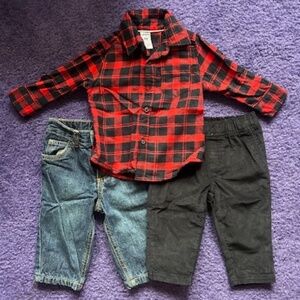 Carter's buffalo plaid baby dress up set - 6 Months